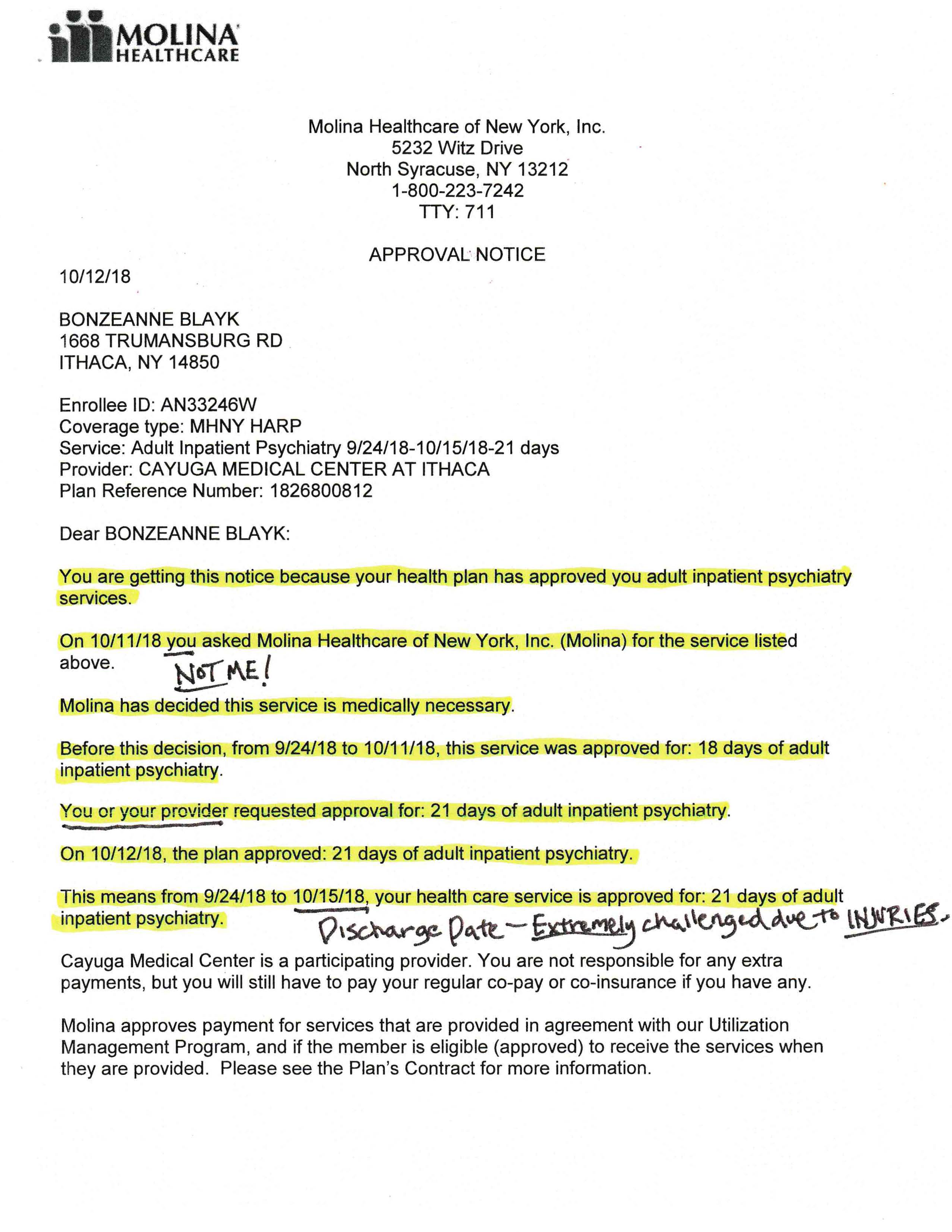 ./2018-11-29 - Bonze Blayk RAILROAD Tompkins CR-018365-18 - POLICE BRUTALITY, PSYCHIATRIC COVERUP, MEDICAID FRAUD IPD G.I. Herz John Joly CMC LTC Clifford Ehmke MD Molina Healthcare - p 11.png